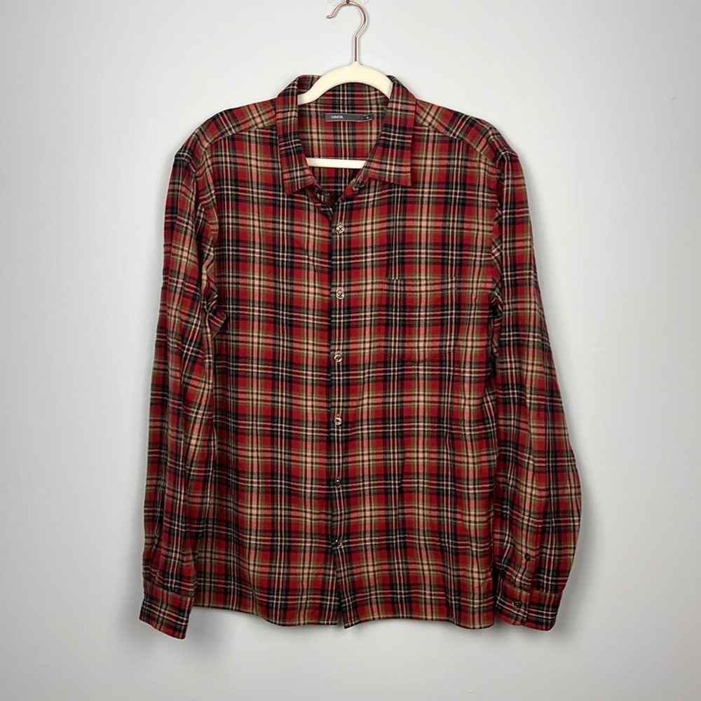 Theory men’s plaid flannel button down casual shirt size XL